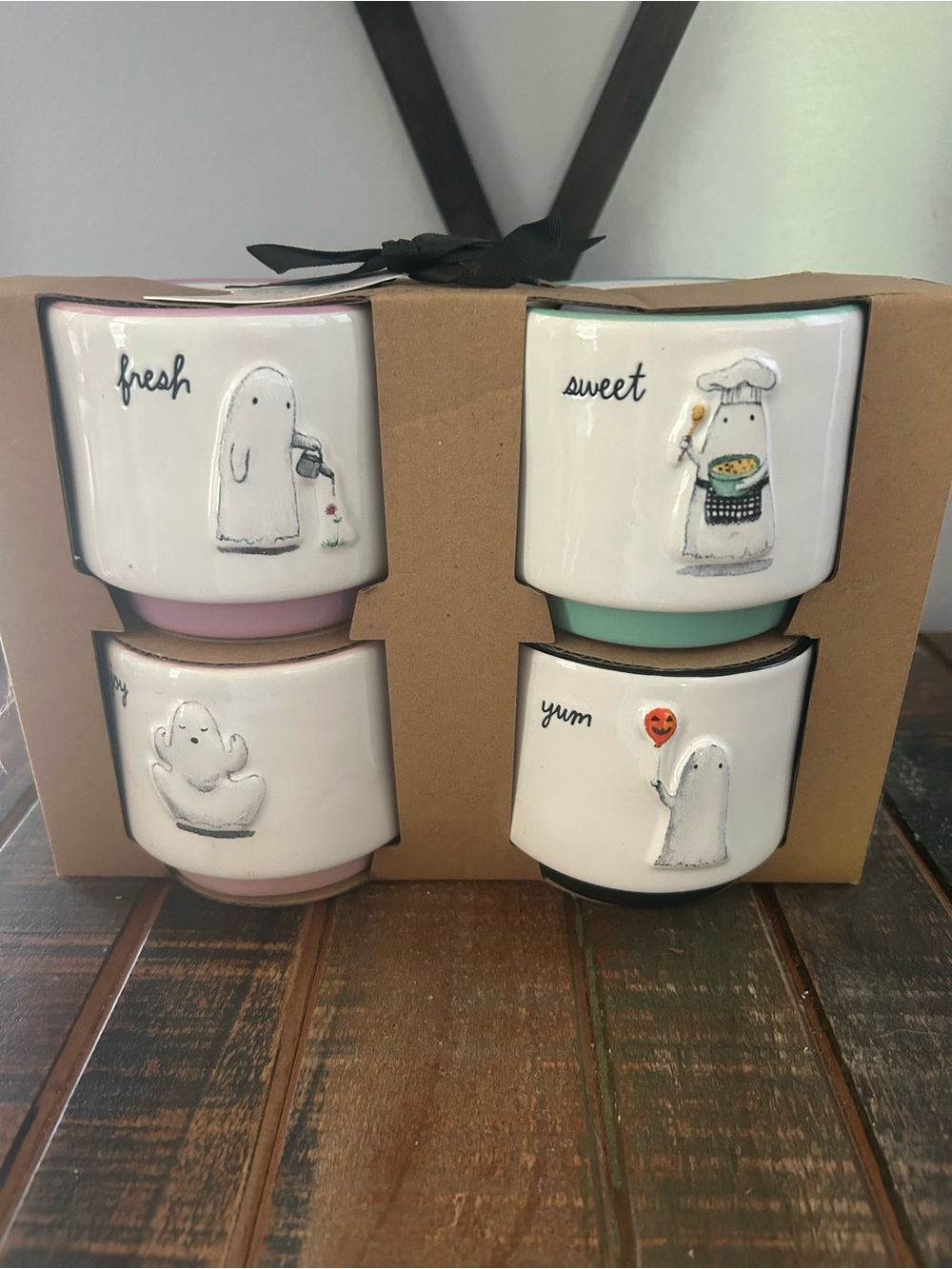 Rae Dunn Cooking Ghost Ramekin Set Of 4 Halloween Fall New